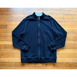 PARADISE COLLECTION Black/Gray Full Zip Cotton Sweater Mens sz M